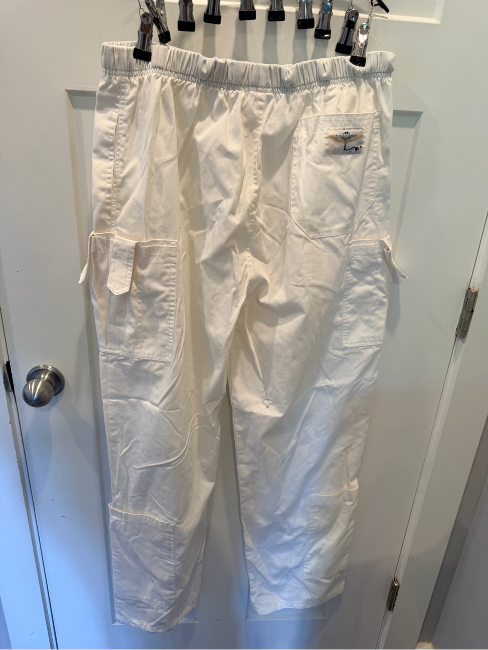 Aviator Scrub Cargo Pants White Medical Uniform Utility Pants Large - Picture 6 of 10
